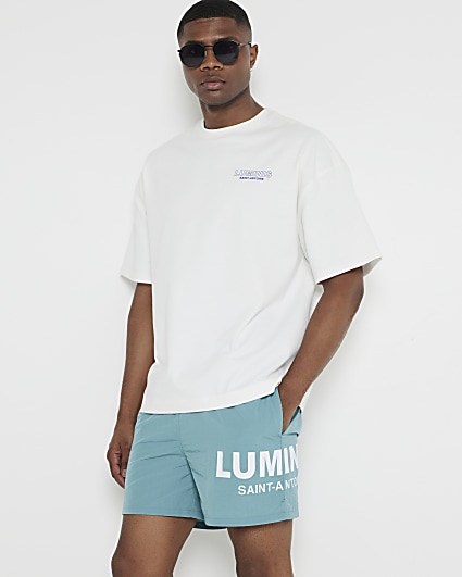 Blue Regular Fit Luminis Graphic Swim Shorts