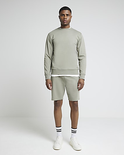 Khaki Slim Fit Plain Sweatshirt
