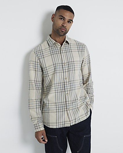 Stone Regular Fit Flannel Check Shirt