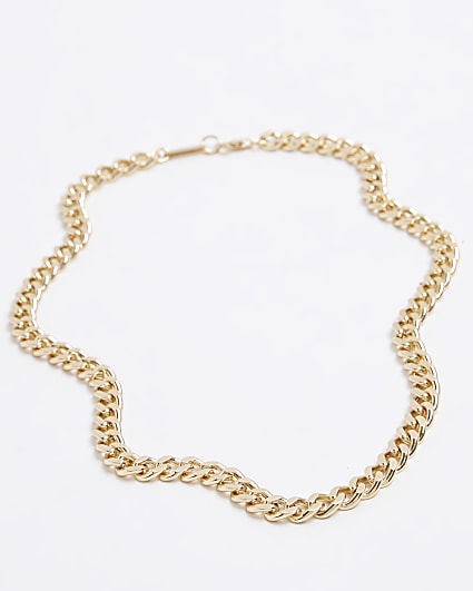 Gold curb chain necklace