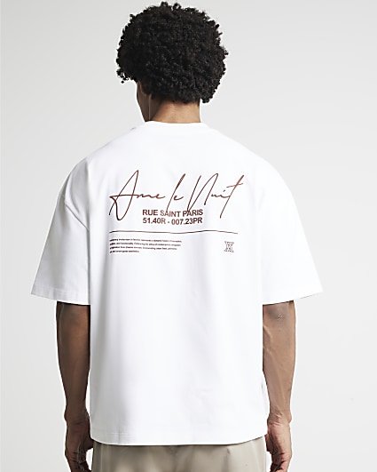 White oversized fit script graphic t-shirt