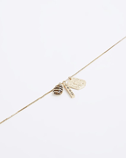 Gold Multi Charm Pendant Necklace