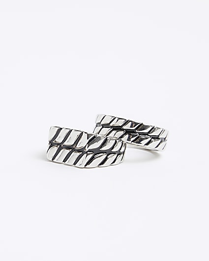 2PK silver colour textured rings