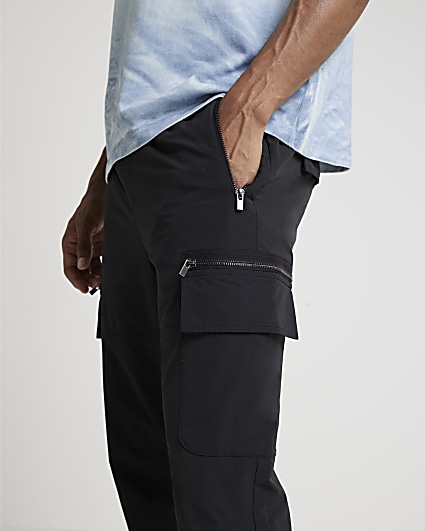 Black skinny fit cargo trousers
