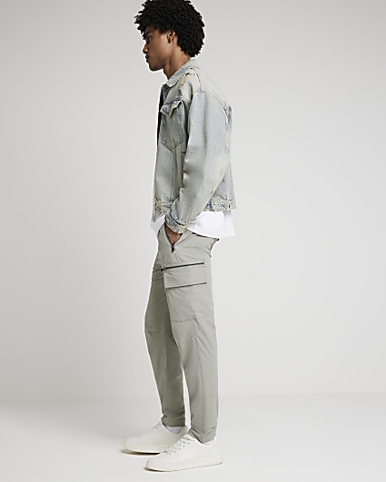 Grey skinny fit cargo trousers