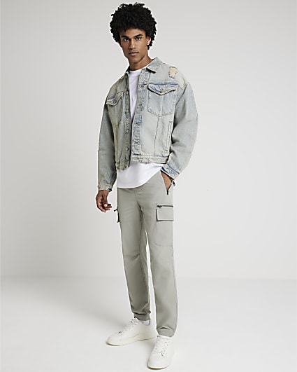 Grey skinny fit cargo trousers