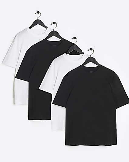 4PK white regular fit plain t-shirt