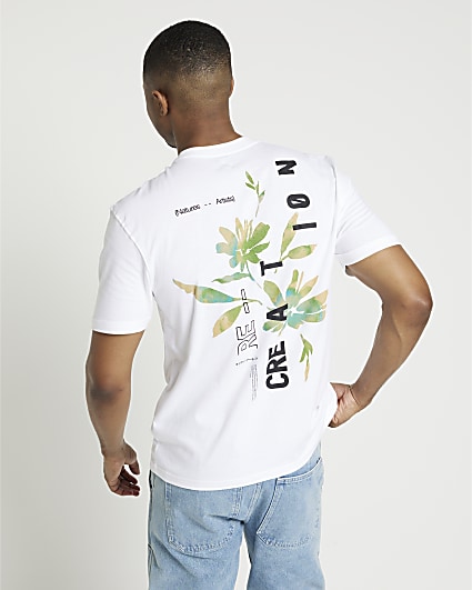 Ecru regular fit floral graphic t-shirt