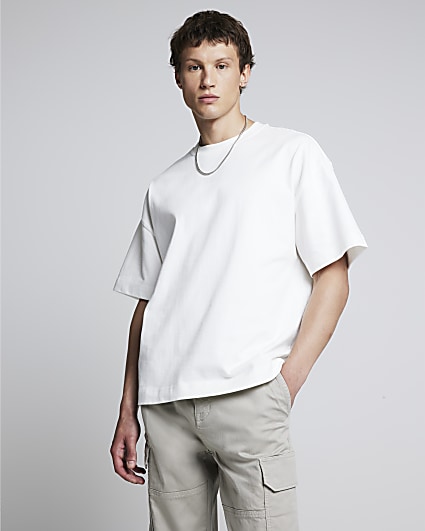 White boxy fit RI studio t-shirt