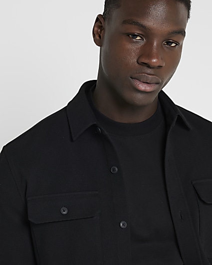 Black regular fit Jersey Overshirt
