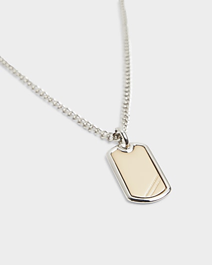 Silver colour dog tag necklace