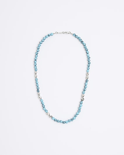 Blue Metal Beaded Necklace