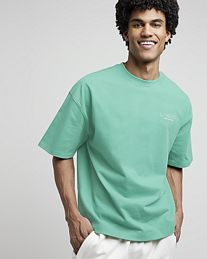 Green oversized fit graphic print t-shirt