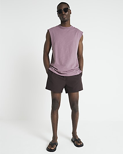 Purple regular fit sleeveless tank top