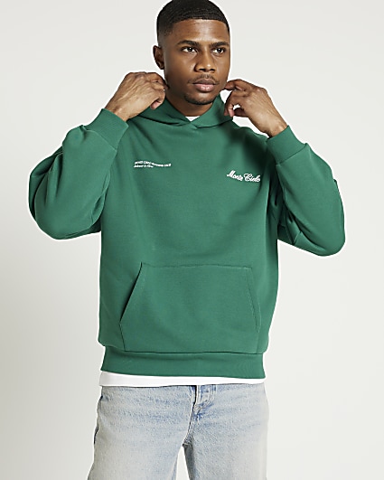 Green oversized fit embroidered hoodie