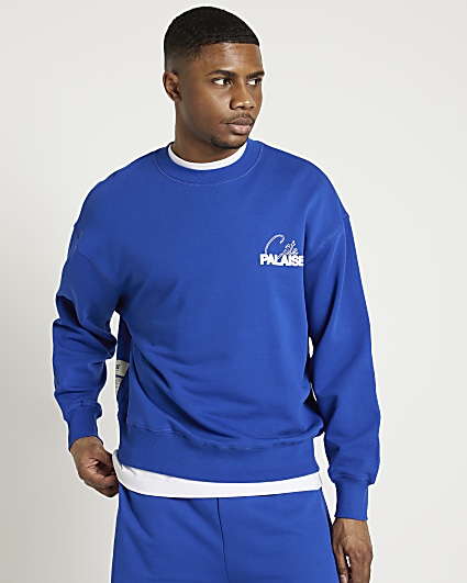 Blue regular fit graphic sweatshirt