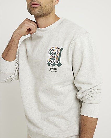 Grey regular fit embroidered sweatshirt