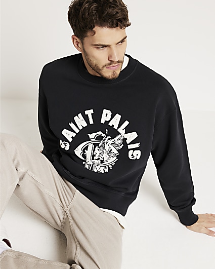 Black oversized fit graphic sweatshirt