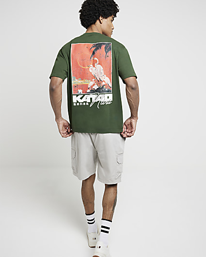 Green oversized fit japanese graphic t-shirt