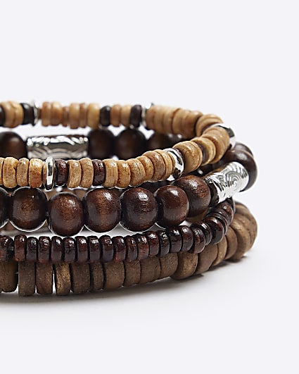 brown beaded bracelets 4 pack