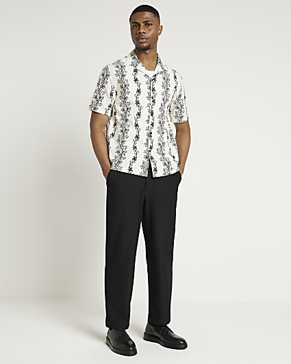 Ecru floral short sleeve shirt