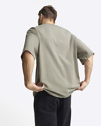 Khaki oversized fit graphic t-shirt