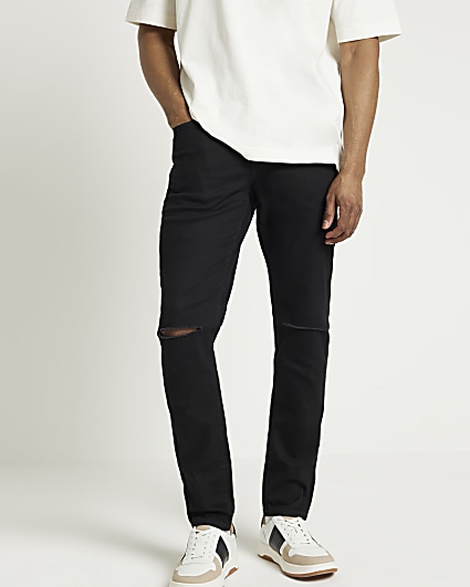 Black best sale ripped chinos