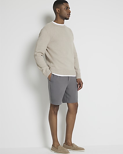 Grey slim fit casual shorts