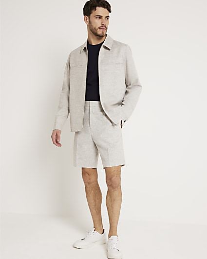 Grey regular fit texture shorts