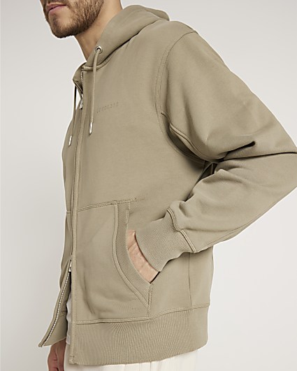Khaki regular fit essential hoodie