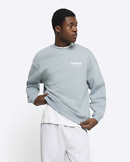 Blue regular fit graphic sweatshirt