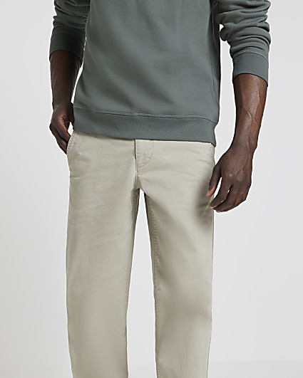 Stone slim fit casual chino trousers