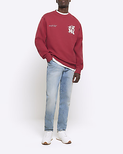 Red regular fit Japanese graphic sweatshirt