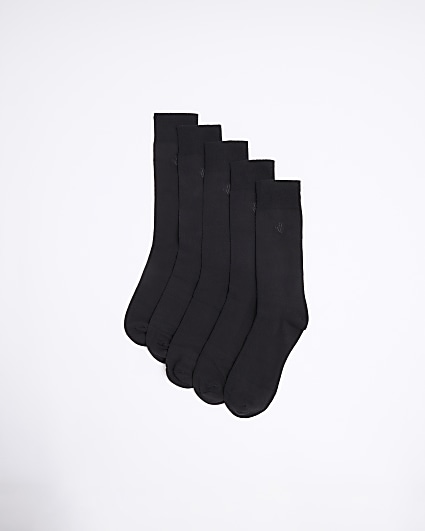 5PK black RI branded ankle socks