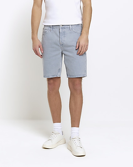 Blue slim fit denim shorts