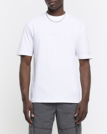 White regular fit cherub graphic t-shirt