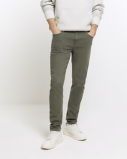 Dark green skinny fit jeans