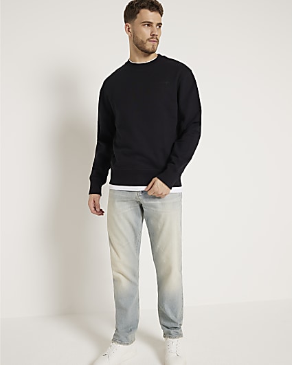 Black regular fit loopback sweatshirt