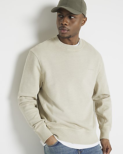 Brown regular fit loopback sweatshirt