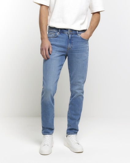 Faded blue hot sale jeans mens