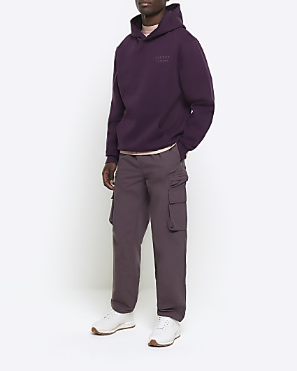Purple regular fit Japanese graphic hoodie