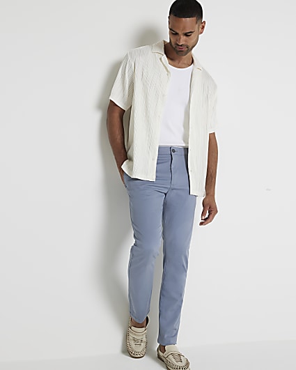 Blue skinny fit smart chino trousers