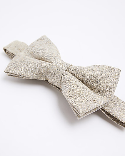 Beige linen texture bow tie