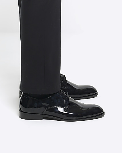 Black patent derby shoes