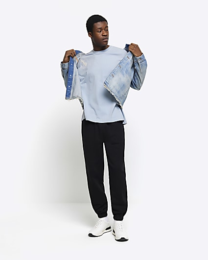Washed blue oversized fit graphic t-shirt