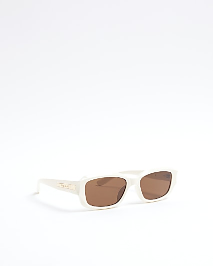 White plastic frame square sunglasses