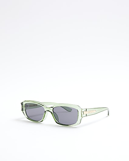 Green clear frame square sunglasses