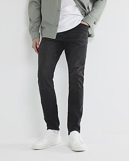 Mens black best sale jeans river island