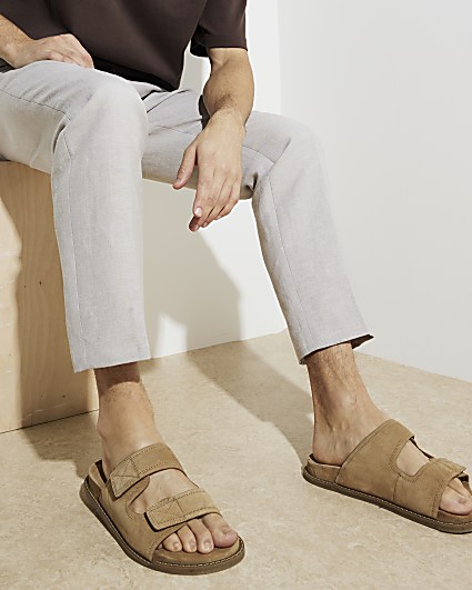 Beige suede strap sandals