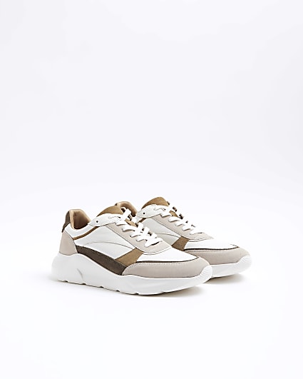 White leather panel trainers
